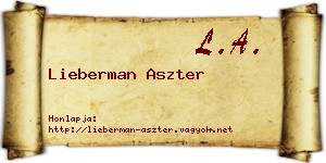 Lieberman Aszter névjegykártya